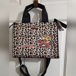 Ed Hardy Leopard Tote Crossbody NWT